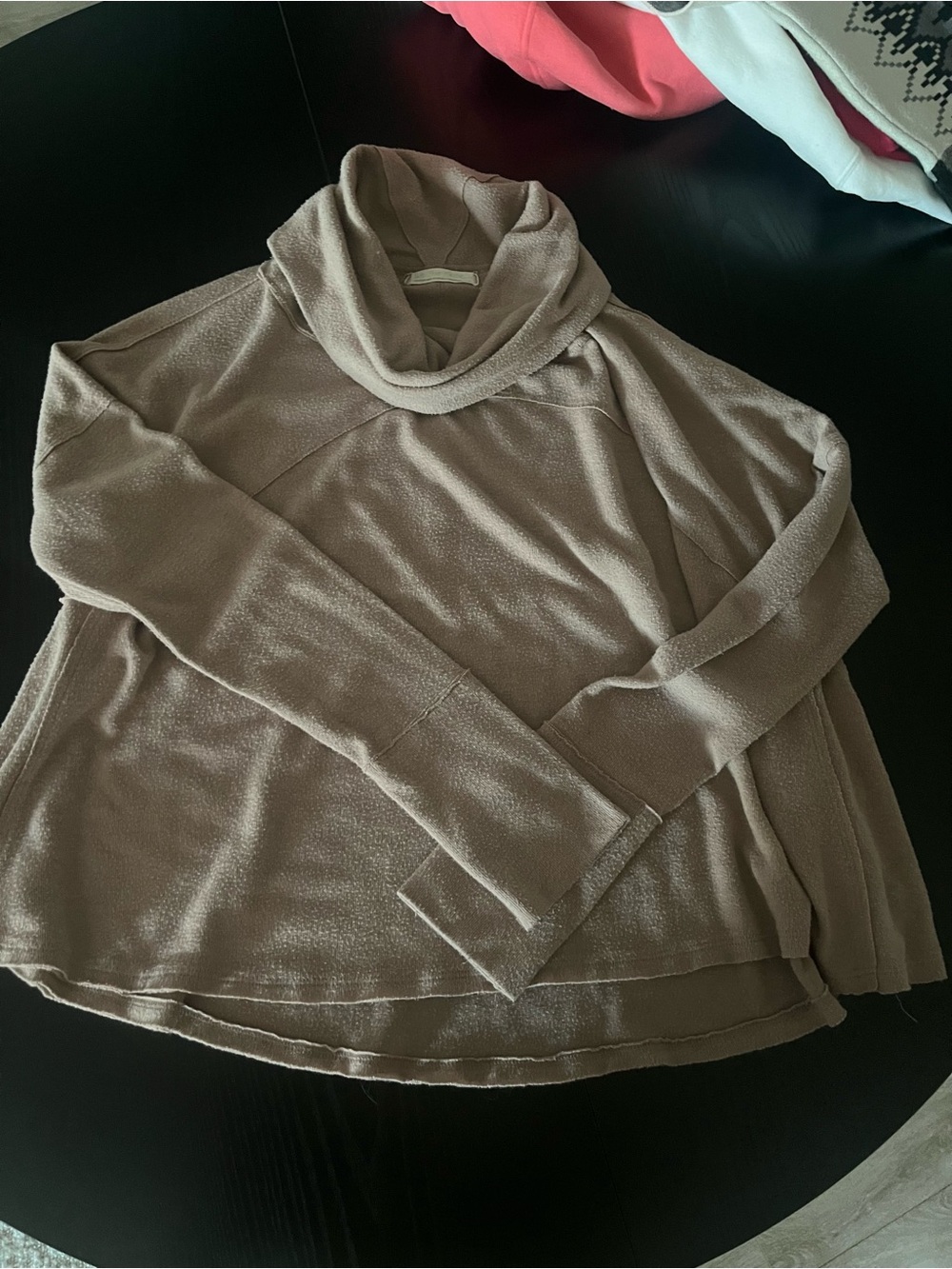 Free People Taupe Cowl Neck Pullover